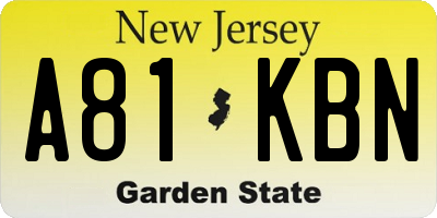 NJ license plate A81KBN