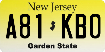 NJ license plate A81KBO