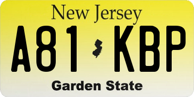 NJ license plate A81KBP