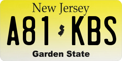 NJ license plate A81KBS