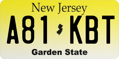 NJ license plate A81KBT
