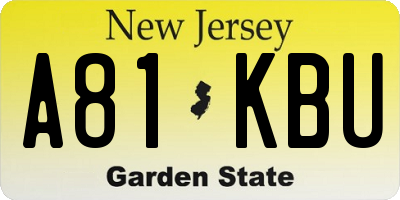 NJ license plate A81KBU