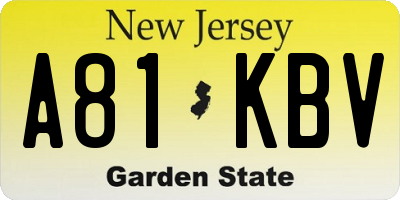 NJ license plate A81KBV