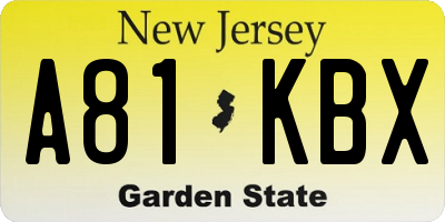 NJ license plate A81KBX