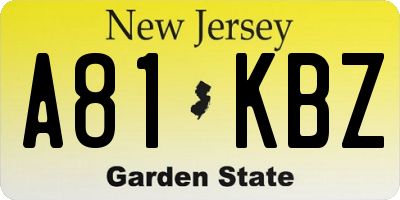 NJ license plate A81KBZ