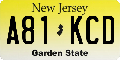 NJ license plate A81KCD