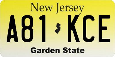 NJ license plate A81KCE
