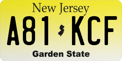 NJ license plate A81KCF