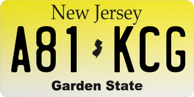 NJ license plate A81KCG