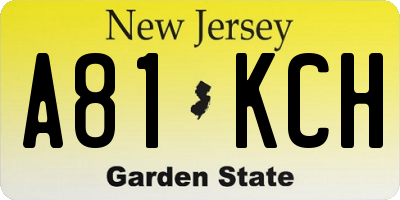 NJ license plate A81KCH