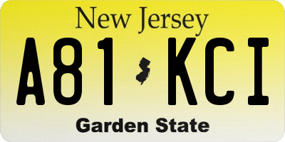 NJ license plate A81KCI