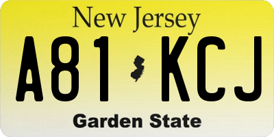 NJ license plate A81KCJ