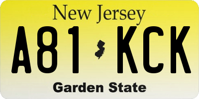 NJ license plate A81KCK
