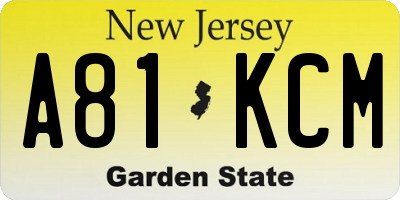 NJ license plate A81KCM
