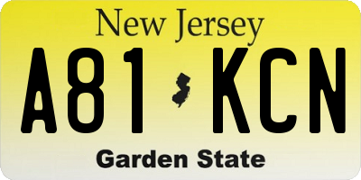 NJ license plate A81KCN