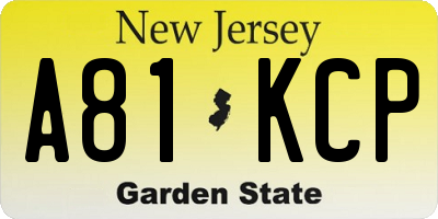 NJ license plate A81KCP