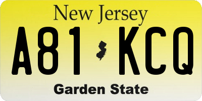 NJ license plate A81KCQ