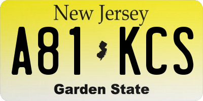 NJ license plate A81KCS