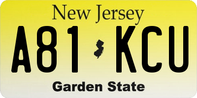 NJ license plate A81KCU
