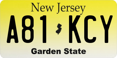 NJ license plate A81KCY