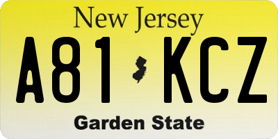 NJ license plate A81KCZ