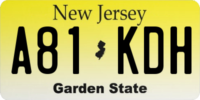 NJ license plate A81KDH