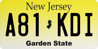 NJ license plate A81KDI
