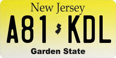 NJ license plate A81KDL