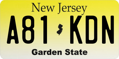NJ license plate A81KDN