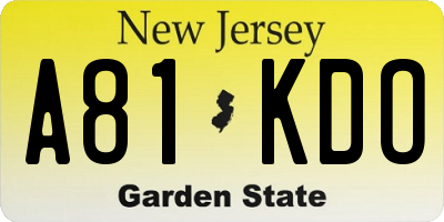 NJ license plate A81KDO