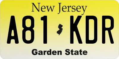 NJ license plate A81KDR
