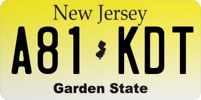 NJ license plate A81KDT