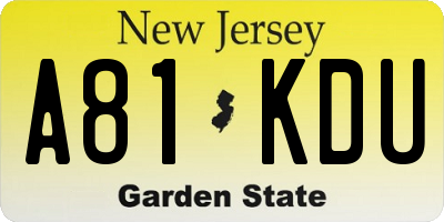 NJ license plate A81KDU