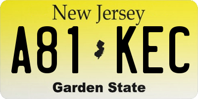 NJ license plate A81KEC