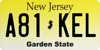 NJ license plate A81KEL