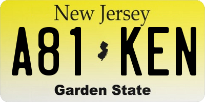 NJ license plate A81KEN