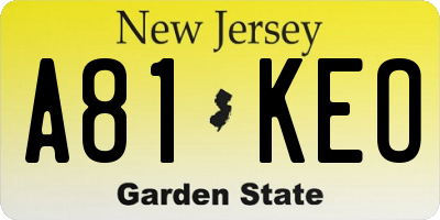 NJ license plate A81KEO