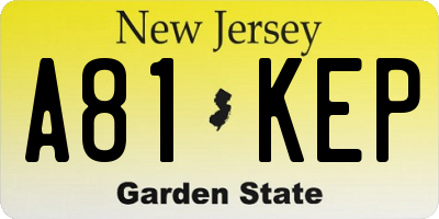 NJ license plate A81KEP