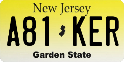 NJ license plate A81KER