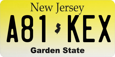 NJ license plate A81KEX