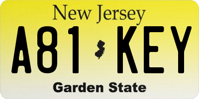 NJ license plate A81KEY