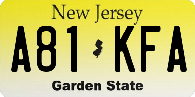 NJ license plate A81KFA