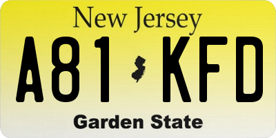 NJ license plate A81KFD
