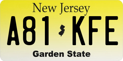 NJ license plate A81KFE