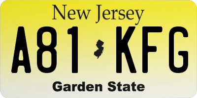 NJ license plate A81KFG