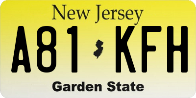 NJ license plate A81KFH