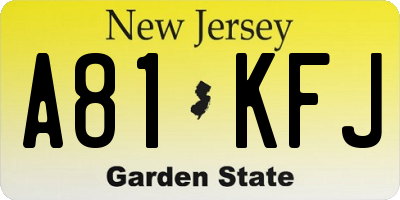 NJ license plate A81KFJ