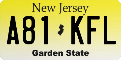 NJ license plate A81KFL