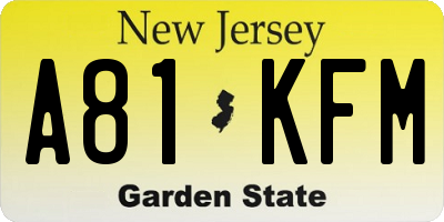 NJ license plate A81KFM