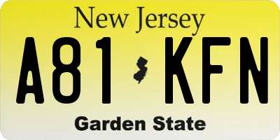 NJ license plate A81KFN